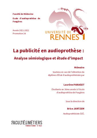 LA PUBLICITÉ EN AUDIOPROTHÈSE : ANALYSE SÉMIOLOGIQUE ET ÉTUDE D’IMPACT ...